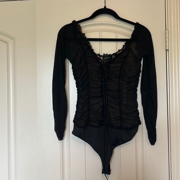 Majorelle long sleeve fitted tie front bodysuit - Picture 2 of 5